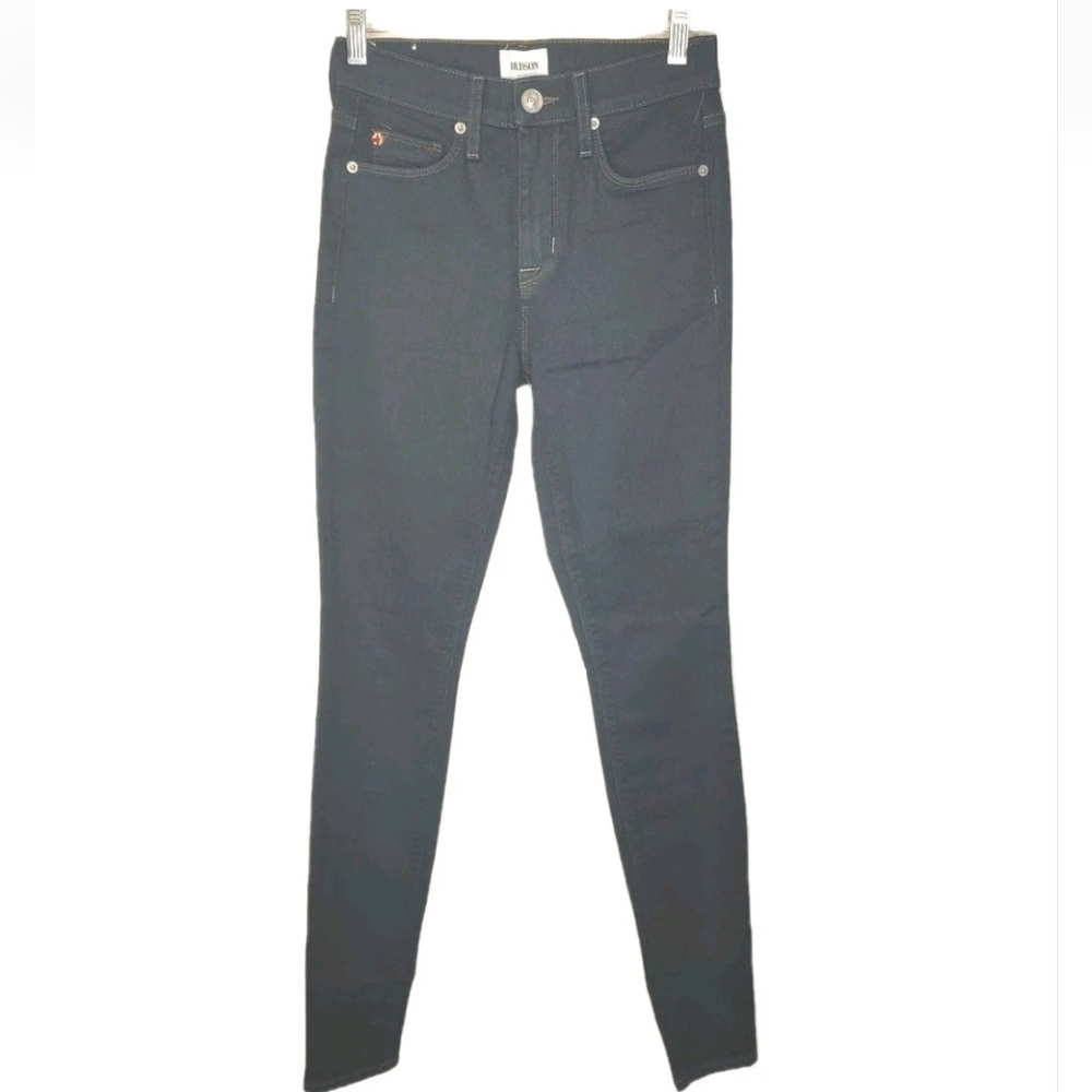 Hudson Blair Super Skinny Jeans Sz 24 26/30 High Rise Dark Blue Stretch Denim